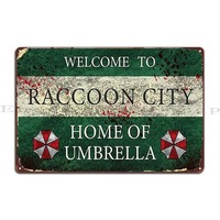 Welcome To Raccoon City Metal Sign PaintingVintage Wall Decor Funny Design Tin Sign Poster
