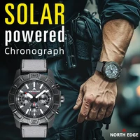 Relojes NORTH EDGE BLAZE para hombre, energía Solar, caja de acero inoxidable 316, reloj de cuarzo para hombre, piloto deportivo, cronómetro resistente al agua hasta 50M