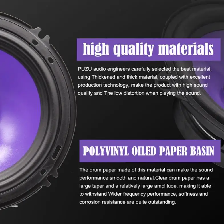 2pcs 6.5 Inch 90W Full Range Frequency Car Audio Speaker Heavy Mid-bass Ultra-thin Modified Speaker Non-destructive Installation