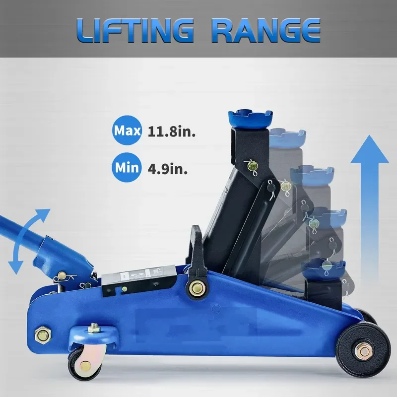 Horizontal Vertical Aluminum Hydraulic 3 Tonnes Auto Repair Dual Pump Ultra Low Level Oil Pressure Jack