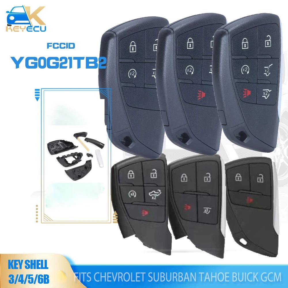 KEYECU Smart Remote Key Shell Case Fob for GMC Yukon XL Denali for Chevrolet Suburban Tahoe Silverado for Buick Envision