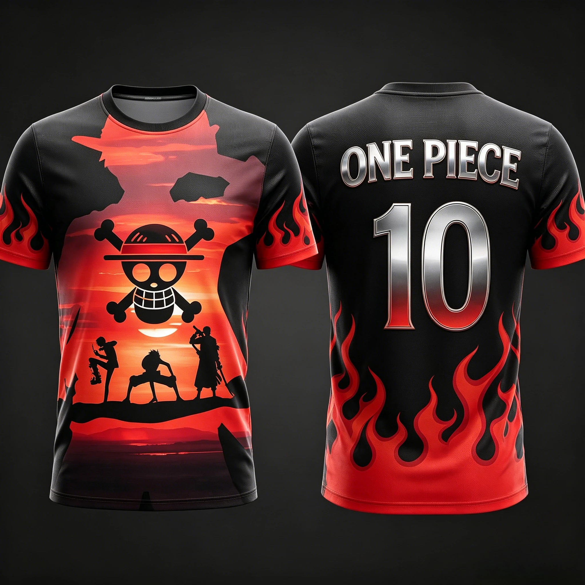 2026 Summer One Piece Luffy Retro Cosplay T-shirt Men's Oversized 3D Printed Short-sleeved Family Unisex Children's Sports Shirt