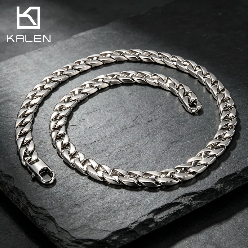 KALEN Stylish Sophisticated Men's Stainless Steel Bracelet Trendy Punk Thin Cuban Chain Fashion Jewelry Birthday Gifts Wholesale