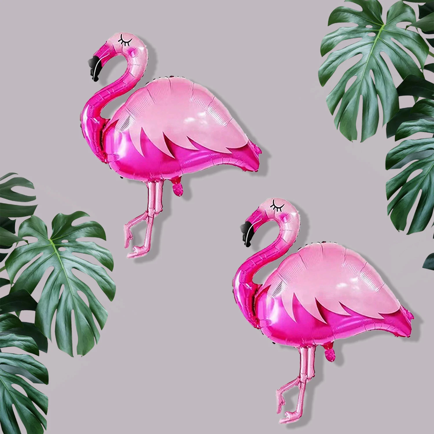 Zwei große 85cm rosa Flamingo-Folienballons aus Polyester-Aluminium, geeignet für hawaiianische Partys, Geburtstagsfeiern, Babypartys. – Detail 7