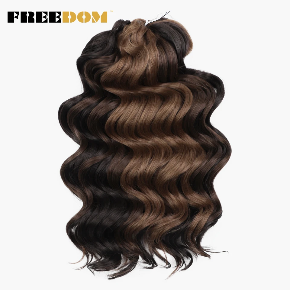 FREEDOM Synthetisches Twist-Häkelhaar, 16 Zoll, tiefe Wellen, Ombré-Blond-Braun, Wasserwellen-Flechthaarverlängerungen – Detail 20