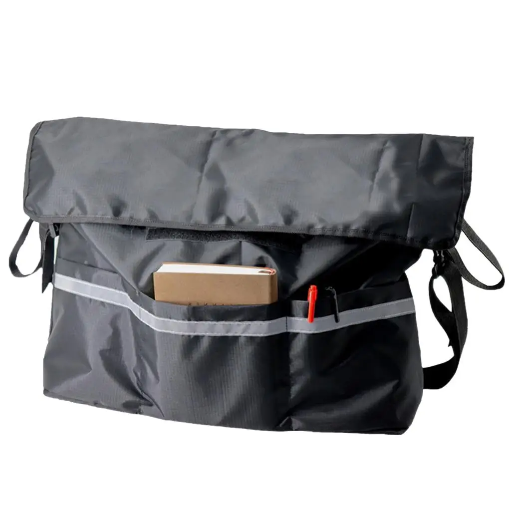 Wheelchair Back Storage Bag Waterproof Wheelchair Bag Hang on Side Black Storage Organizer for Home Outdoor Hospital