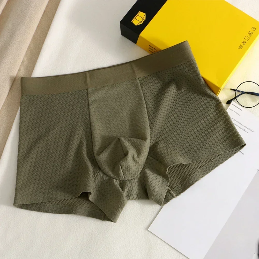 

Jacquard Mesh Trunks Breathable Underpants Comfortable Underwear Quick Drying Fabric Solid Pattern Classic Style
