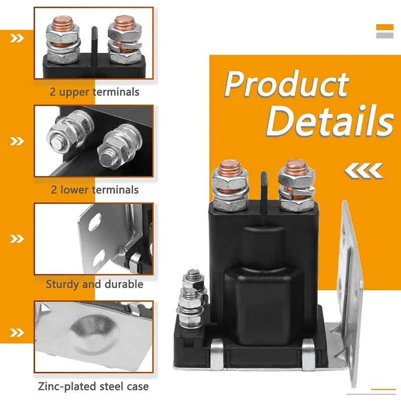 Golf Cart Solenoid Compatible For EZGO TXT Gas Golf Cart 1994-Up 4 Terminal Solenoid Replace 27153G01, 612813