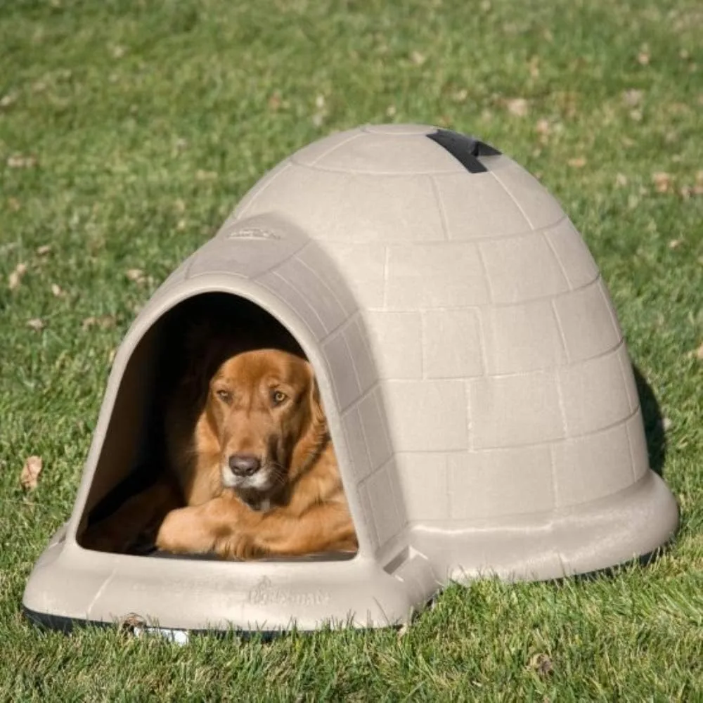 

Indigo Dog House Igloo Dog House with 90% Recycled Materials All-Weather Protection Pet Shelter for XL Dogs -90 To 125 Pounds