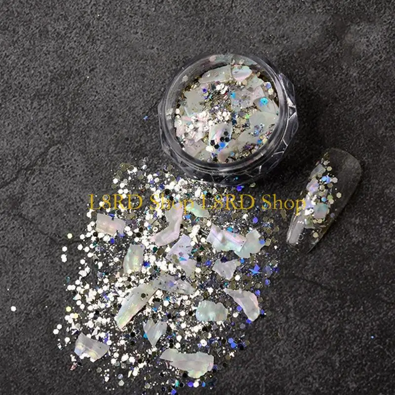 

L8RD Irregular Abalone Seashells Slices Glitter Flakes Art Shell Piece