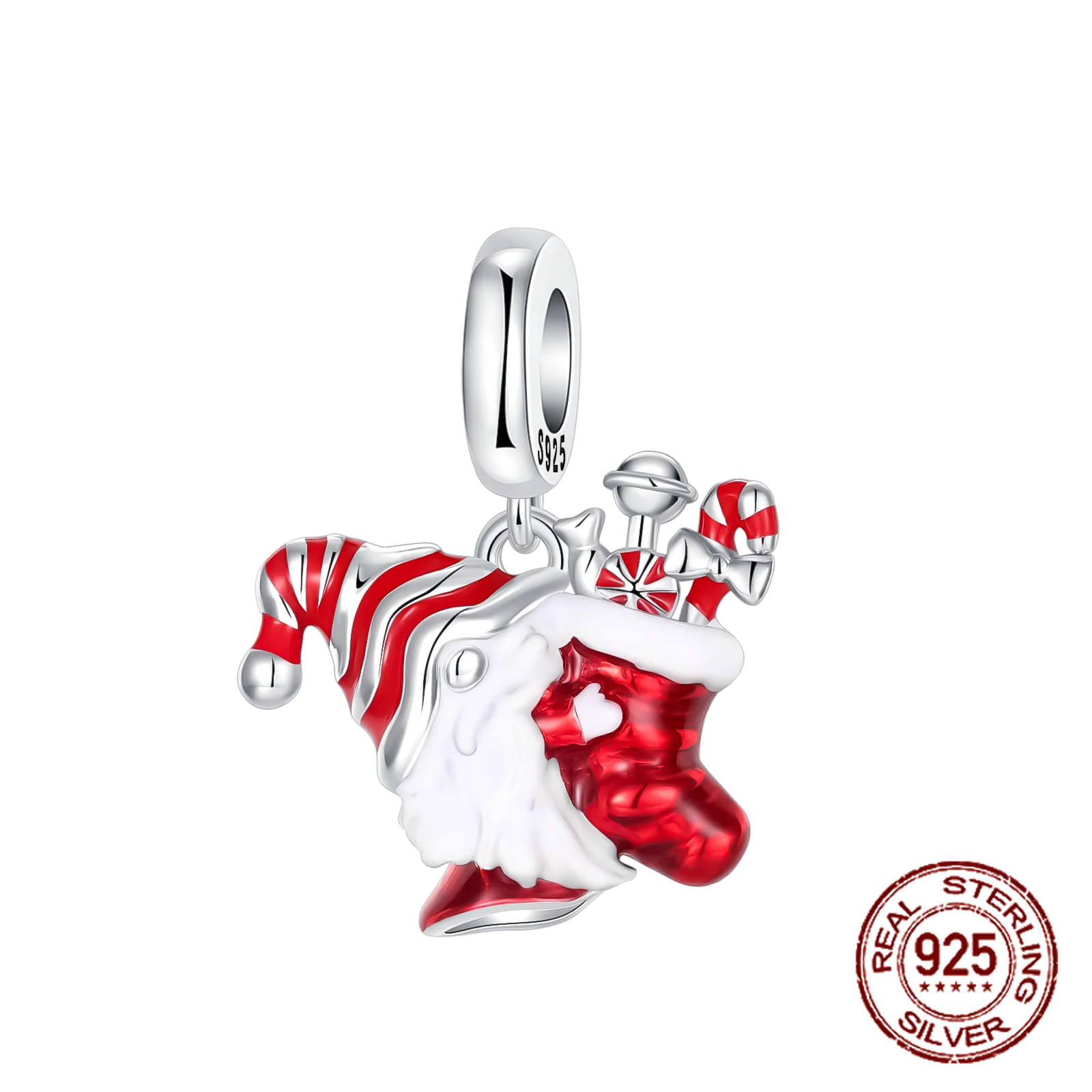 925 فضة سانتا كلوز عيد الميلاد تخزين قلادة سحر صالح الأصلي سحر أساور النساء DIY مجوهرات هدية #1