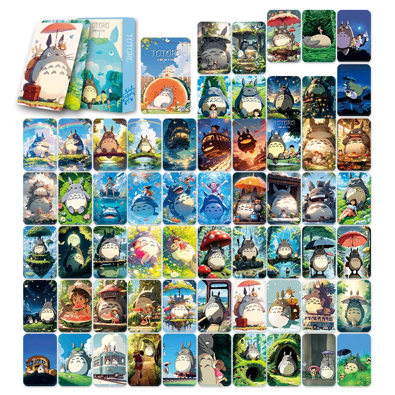 92pcs Anime Ghibli Hayao Miyazaki Lomo Card Double-sided Hd Color Cartoon Photo Card Greeting Cards Laser Flash Collectible Card