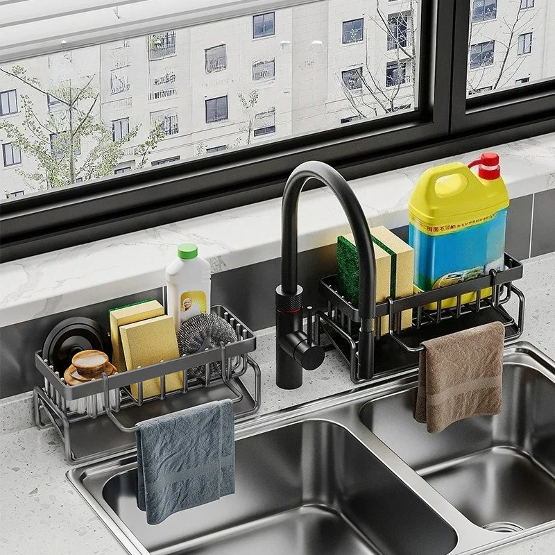 1 satz Waschbecken Abfluss Rack ABS kunststoff Schwamm Halter Wasserhahn Lagerung Seife Abtropffläche Handtuch Rack Regal Organizer Küche Zubehör