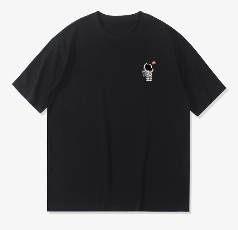 New Summer 2025 simple and cute astronaut print T-shirt loose cotton short-sleeved suitable for both men and women