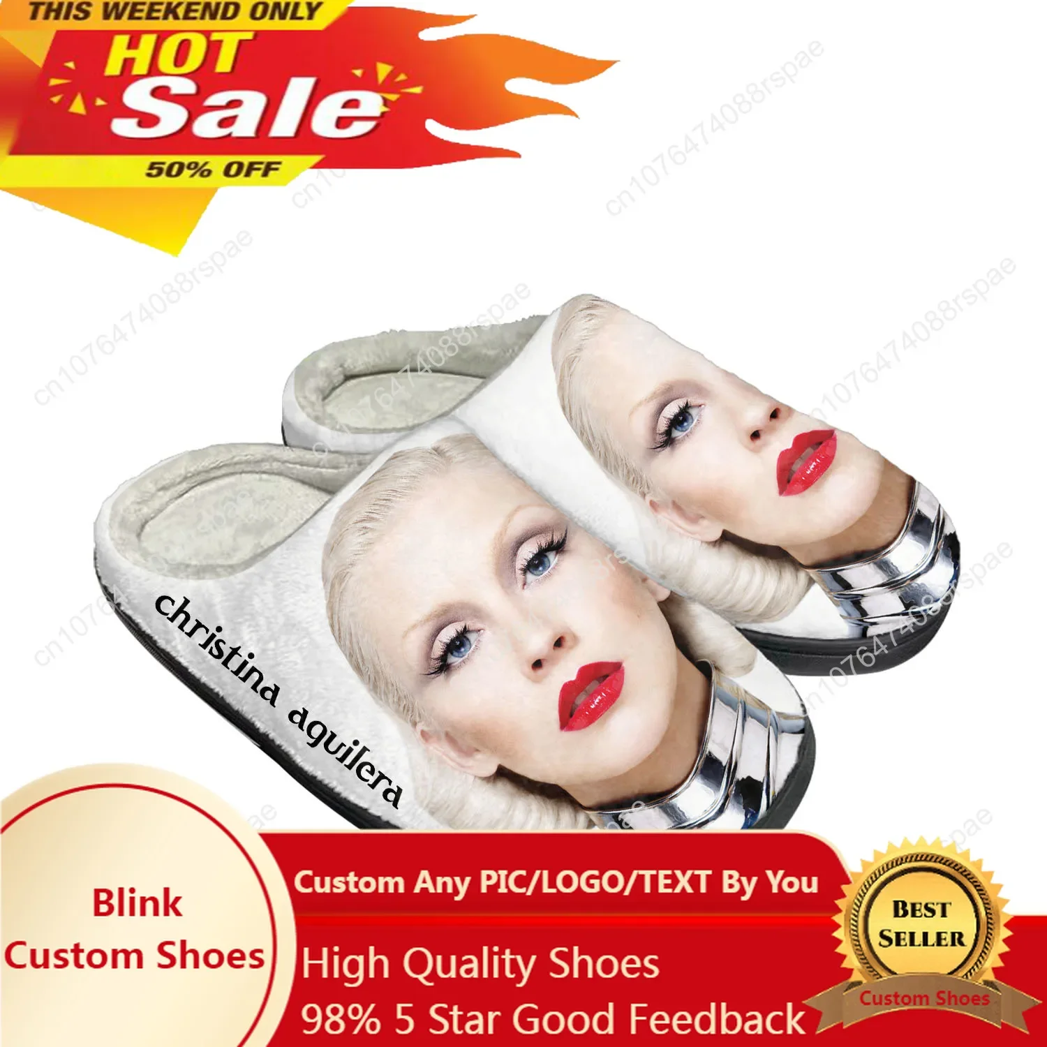 

Christina Aguilera Home Cotton Slippers Mens Womens Plush Bedroom Keep Warm Shoes Thermal Indoor Slipper Customized Couple Shoe