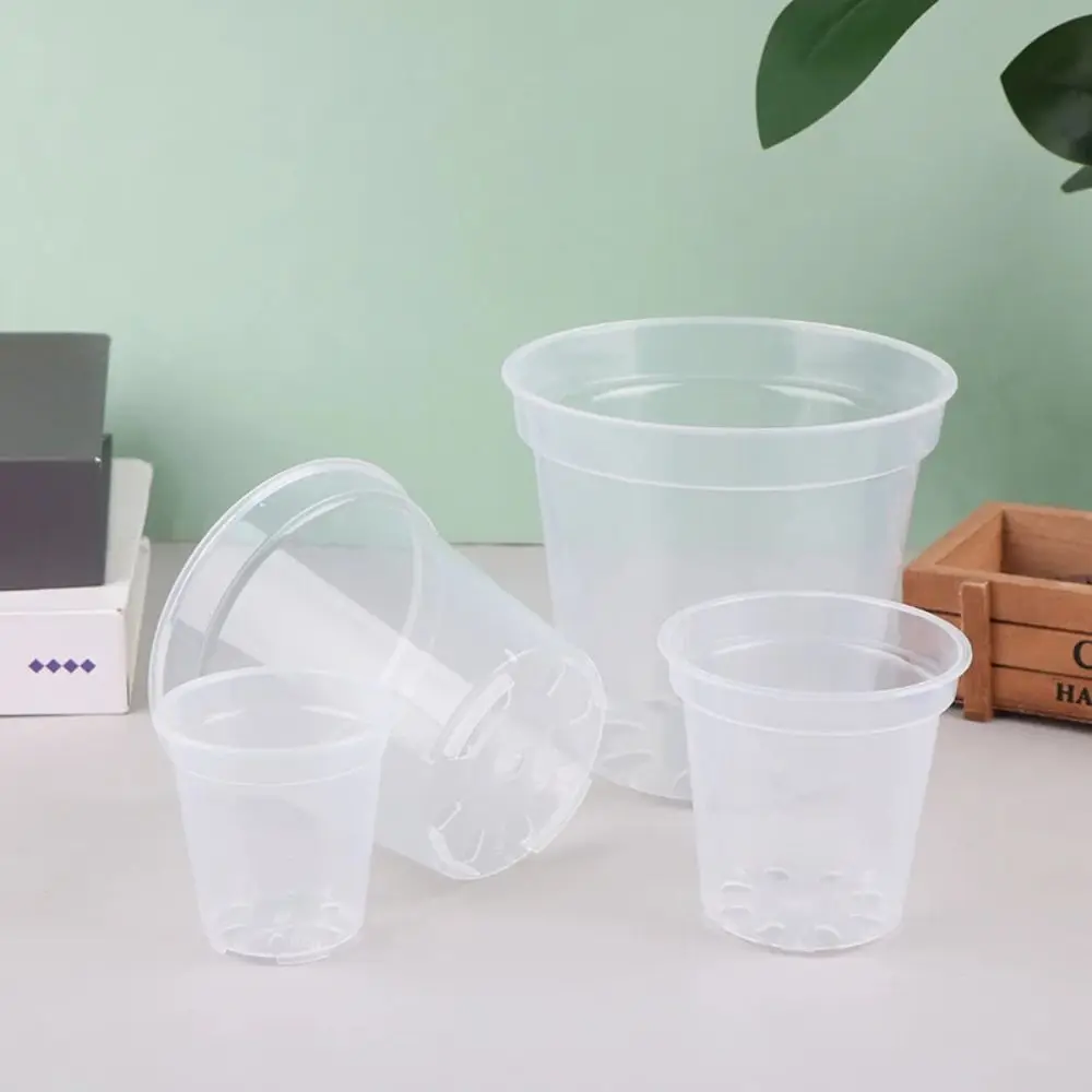 New DIY Planter Pot Transparent Large Capacity Round Starting Pot Plastic Anti-Deformation Orchid Nursery Container Home
