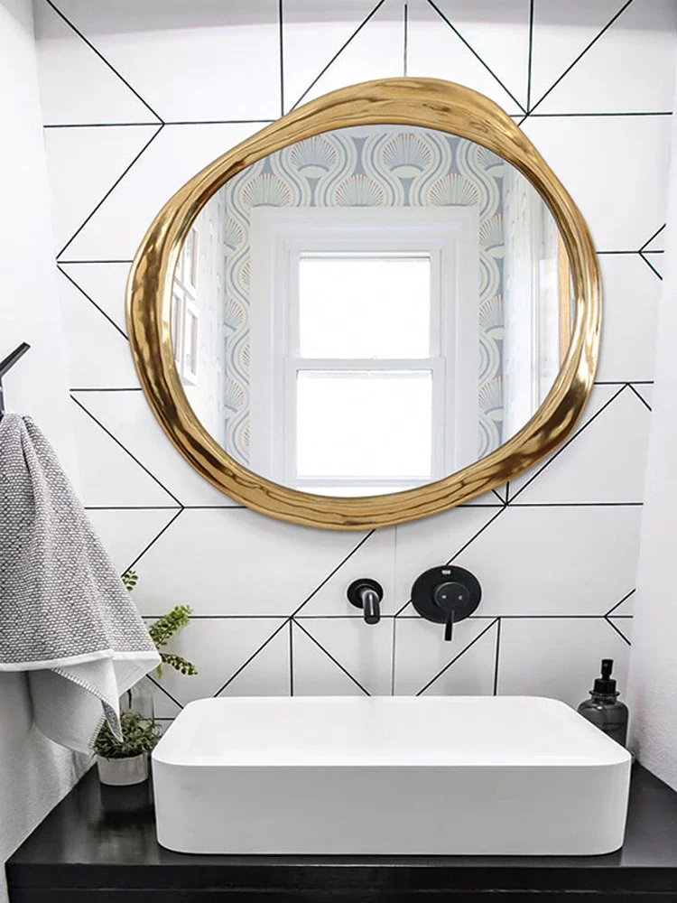 Makeup mirror, circular bathroom mirror, wall mounted decorative mirror, abnormal shape