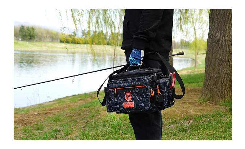 Kingdom Multifunktionale Angelgerät-Tasche, 44 x 21 x 22 cm, 1000D-Nylon, wasserdicht, große Kapazität, Outdoor-Sport, Angeln, Umhängetasche – Detail 12