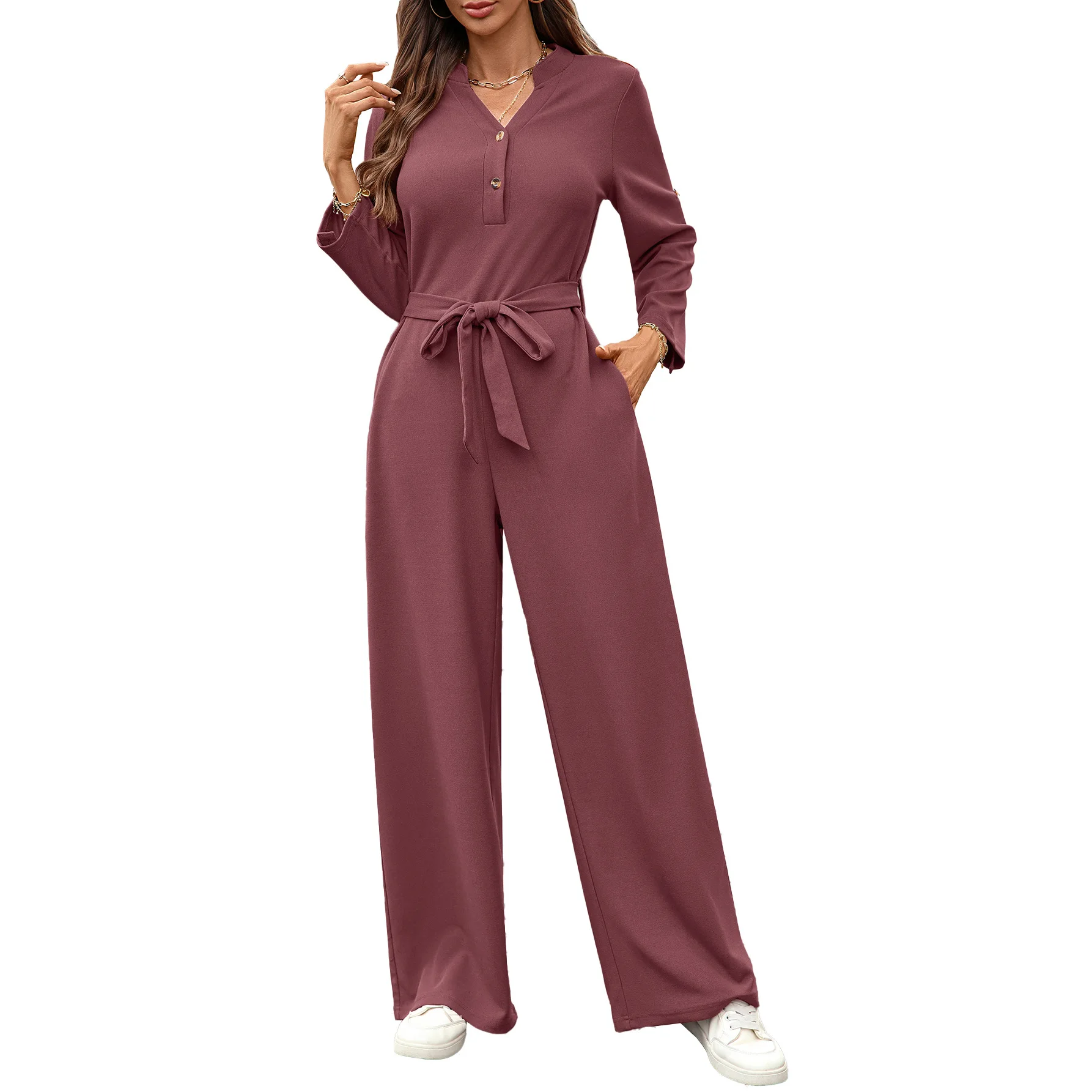

Women Long Sleeve Sweatshirt Tops Pockets Pants Jumpsuit Set