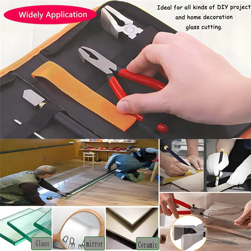 T19C Professional Glass Cutter Tool Set: 2 Pcs With Running Pliers, Curved Jaws & Breaking Pliers With Rubber Tips