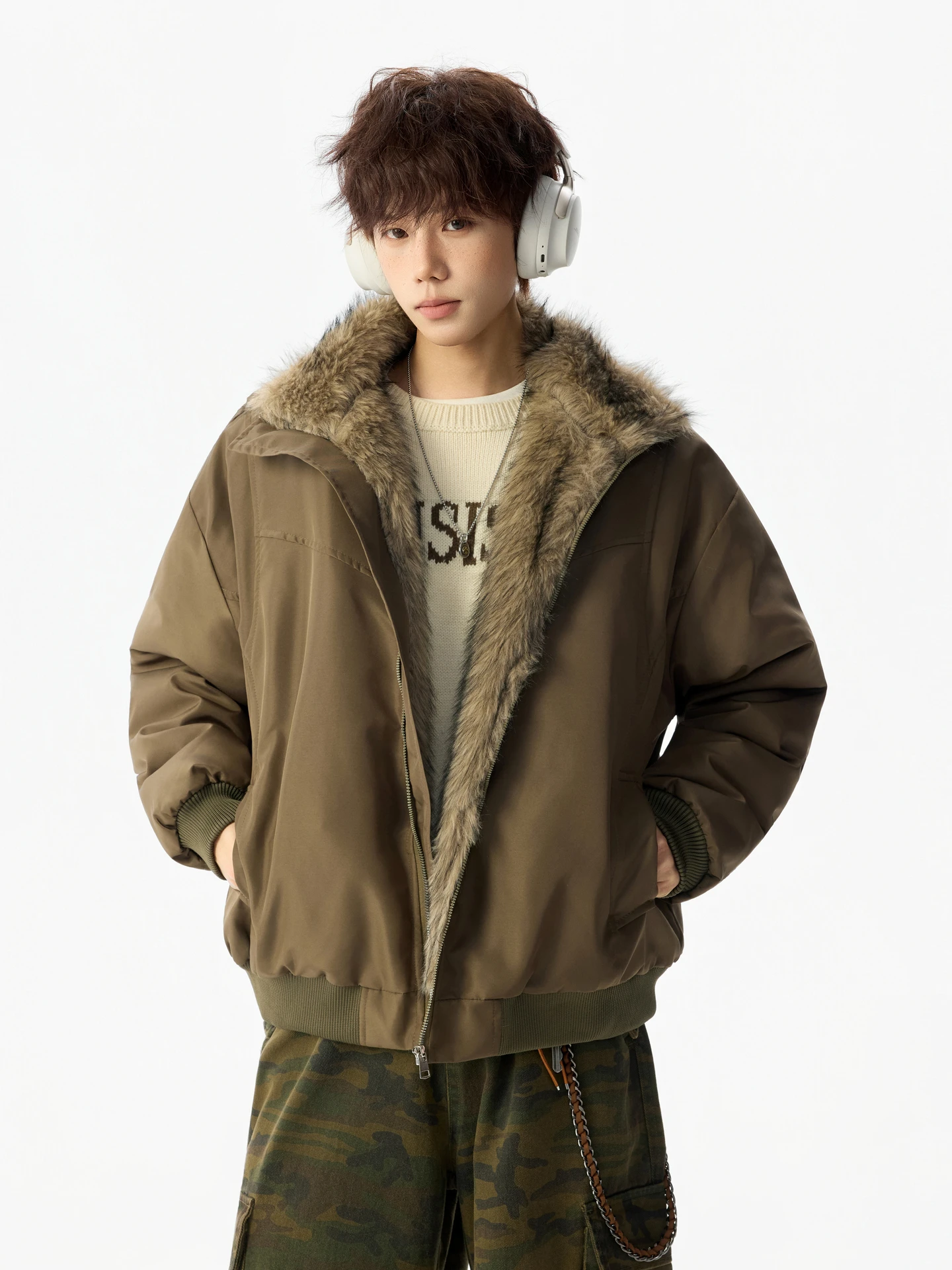 

Теплая хлопковая куртка для мужчин: модная, универсальная, с вышивкой Mountain Eagle, повседневная, из полиэфирного волокна