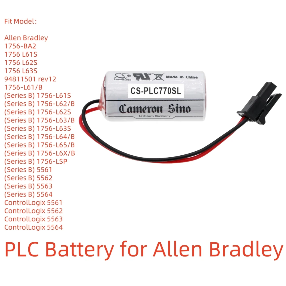 

Li-MnO2 PLC Battery for Allen Bradley,3.0V,1200mAh,1756 L61S 94811501 rev12 (Series B) 5561 ControlLogix 5561,1756-BA2