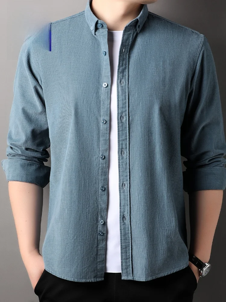

Rn Pure Cotton Long Sve Corduroy irt for Men Busin Casual Spring Autumn Versatile Sle Breathable Comfortable Fit