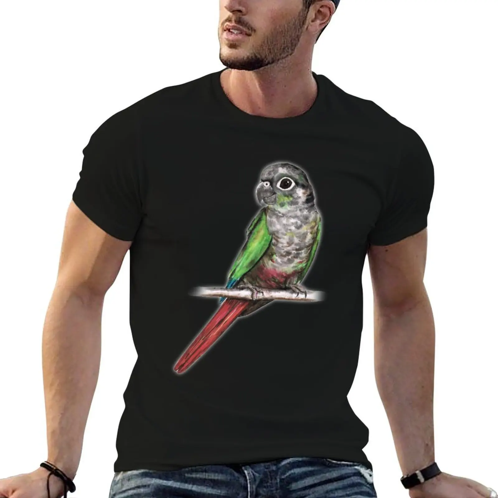 Green-cheeked conure T-Shirt plus size tops Aesthetic clothing mens t shirt graphic