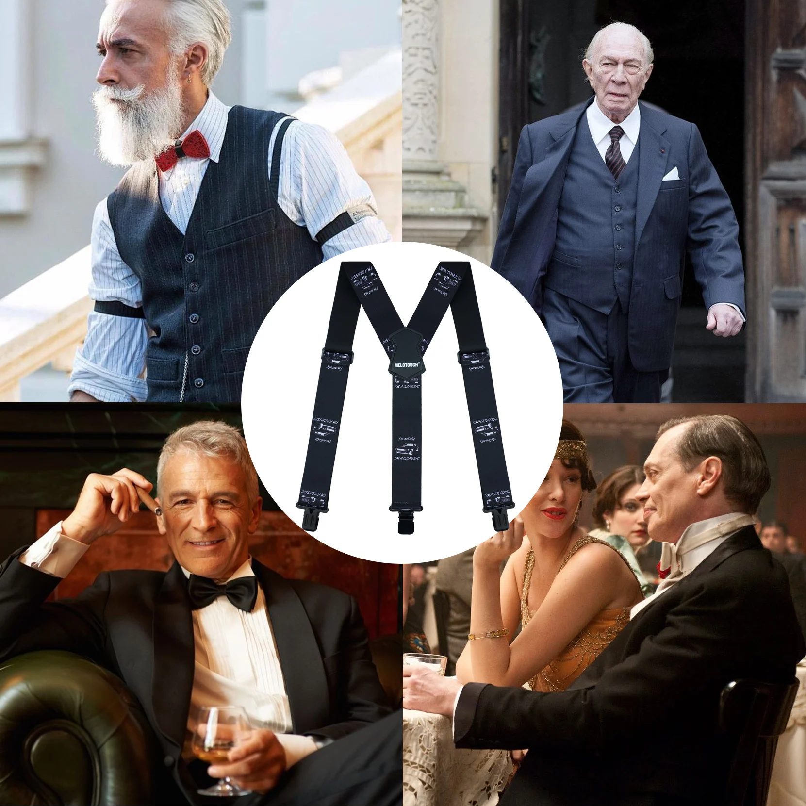 حمالات رجالية من MELOTOUGH مقاس 2 بوصة بحمالات خلفية مرنة على شكل حرف Y للرجال حمالات شديدة التحمل مع مشبك قوي للسراويل #4