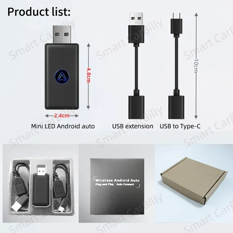 New Upgrade Mini Android Auto Adapter for Wired Android Auto Smart Carplay Ai Box Bluetooth WiFi Auto connect Wired to Wireless