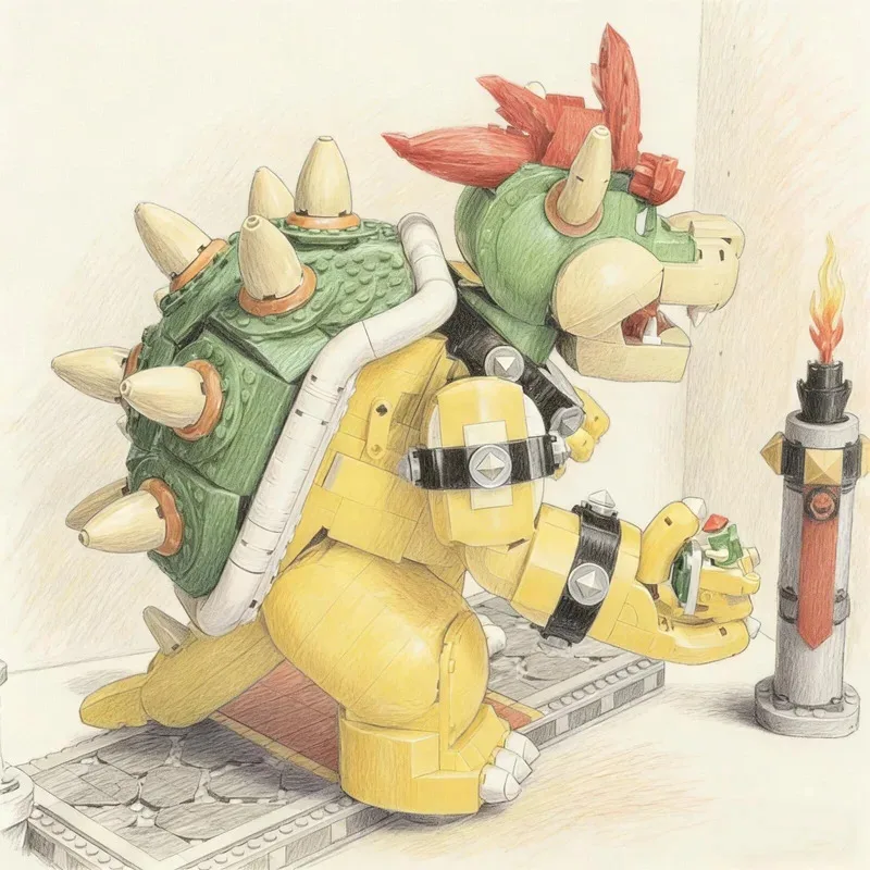 Bouwstenen Kasteel Showdown Super Sterke Bowser Boss 71411 Cool Tyrant Model Bouwstenen Speelgoed Verjaardag Kerstcadeau