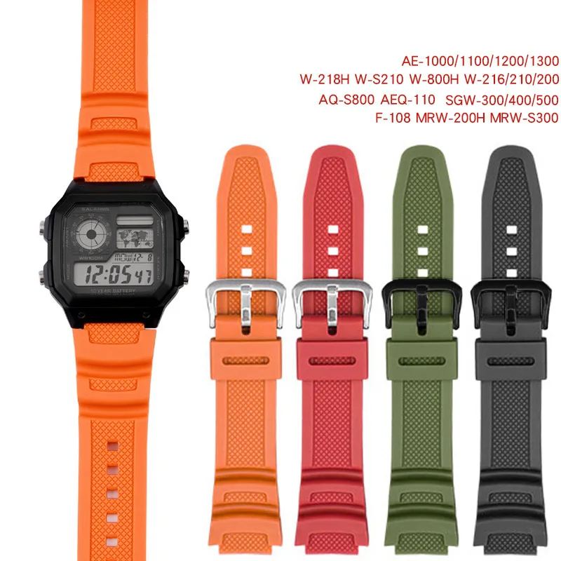 Rubber Strap For CASIO G-shock AE-1000W/AQ-S810W AE-1500WHX Resin Silicone Watch Bracelet Durable Watchband Accessories