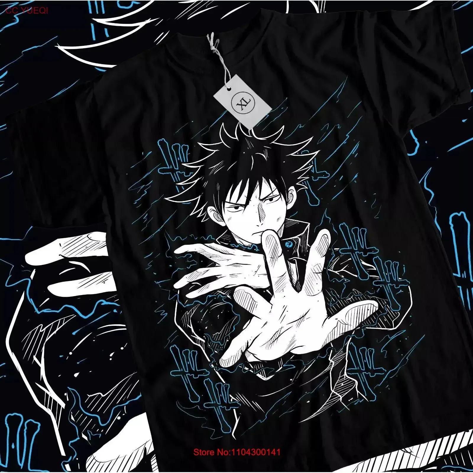 Camiseta Megumi Fushiguro de Jujutsu Kaisen, Diseño Satoru Shinigami, Negra, Vintage, Lavada, Transpirable, Suave, Informal