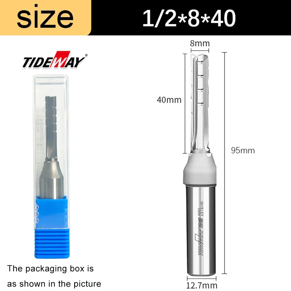 Tideway 1/2 Shank 3 Flutes Cutting Straight Router Bit TCT Frezy do obróbki drewna CNC Frez do przycinania bitów do drewna — zdjęcie produktu 11
