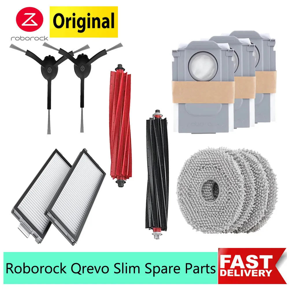 Original Roborock Q Revo Slim Accessory Main/Side Brush Mop Cloth Hepa Filter Dust Bag for Qrevo Master Spare Parts Optional