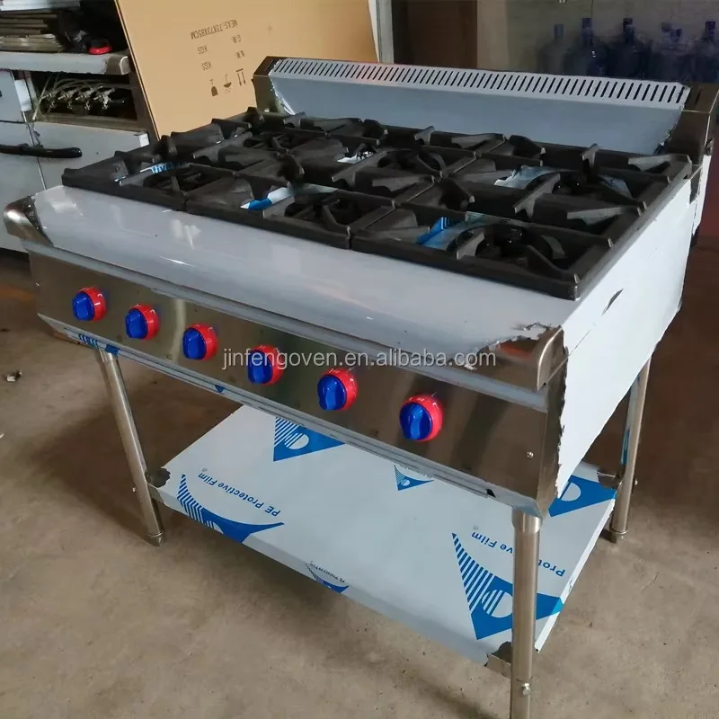 Commercial Kitchen Equipment Professional 6 burner Gas Cooking Industrial Portable Gas Stove with Stand