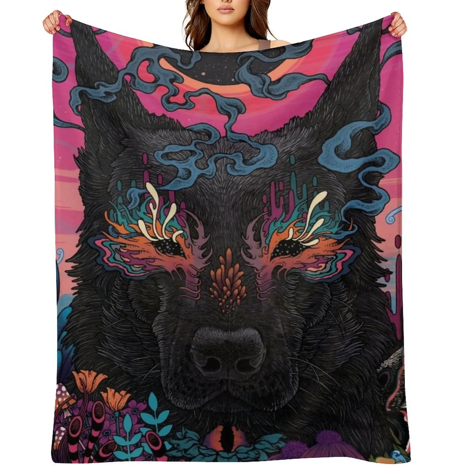 

Black Eyed Dog Throw Blanket cosplay anime Softest Blankets Sofas Of Decoration blankets and throws Blankets
