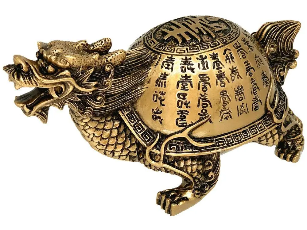 

5.3" Statue Office Decor Blessing Gift Feng Shui Chinese Dragon Turtle Tortoise
