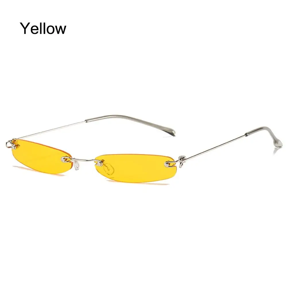 

Funny Rimless Rectangle Sunglasses Clear Colored Lens Frameless Punk Shades Narrow UV400 Eyeglasses for Women & Men