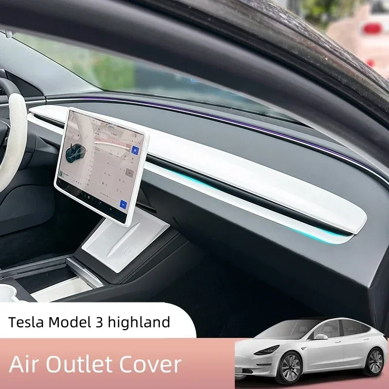 For Tesla Model 3 Highland 2024 ABS Dashboard Cover Trim Air Outlet Panel Cover Trim Interior Stylish Durable Car Accessories