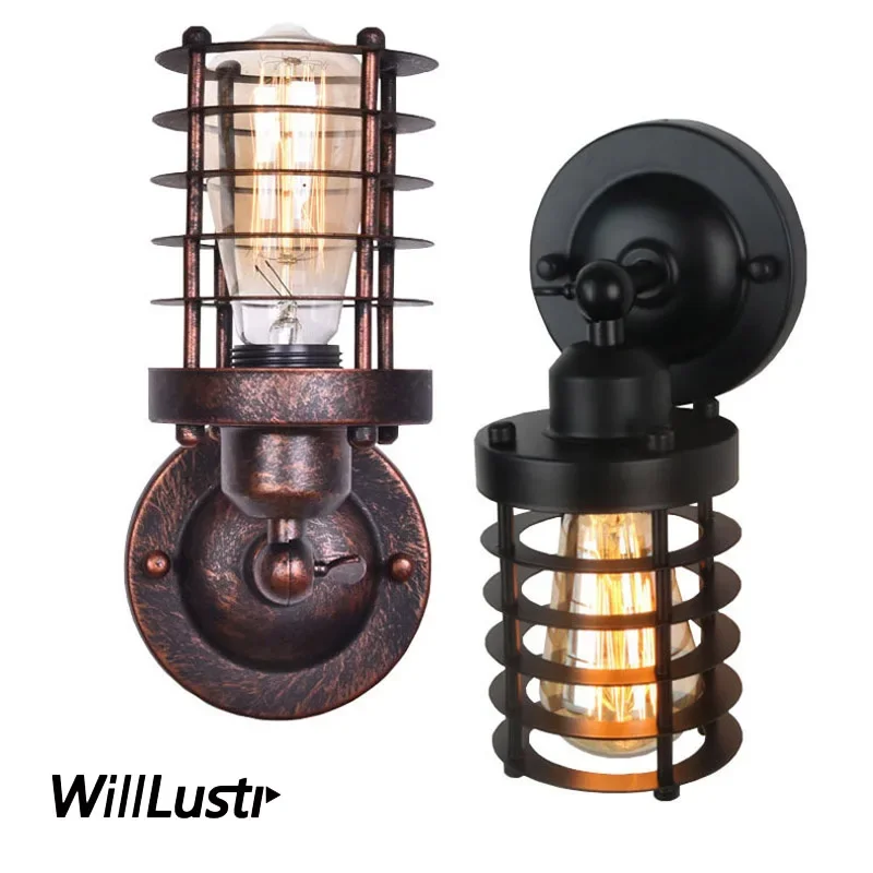 

Industrial Style Metal Wall Lamp Vintage Iron Sconce Loft Staircase Aisle Bar Porch Balcony American Countryside Lighting