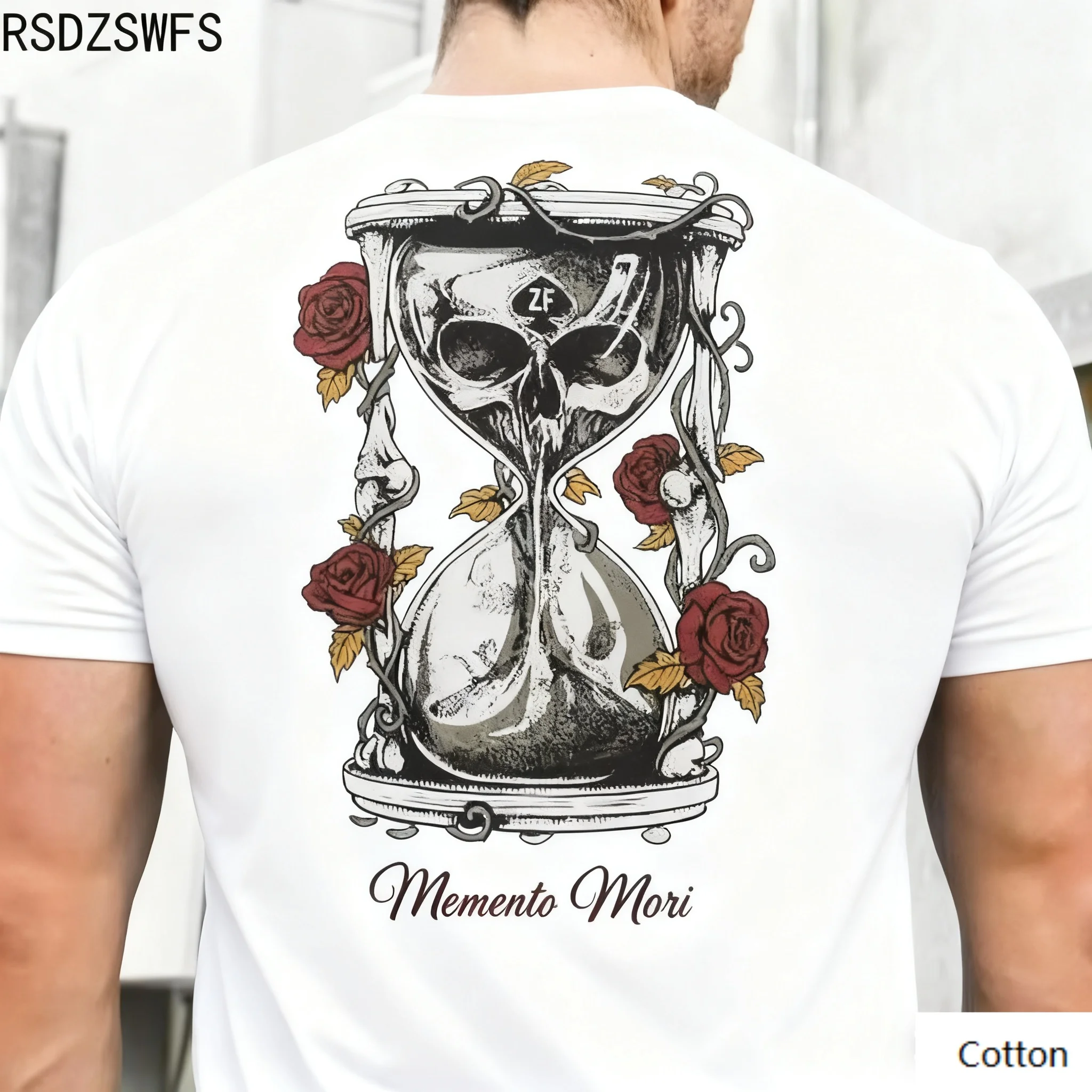 

Dark Trendy - Retro Art - Fan's Crew Neck T - Shirt Featuring A Skull Hourglass Motif Streetwear Classic Print New Arrival