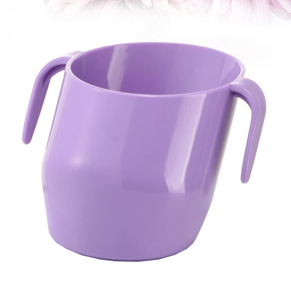 

1 шт., детские питья, 200 мл, фиолетовый, портативный, с двойной ручкой, угловой излив для малышей, тренировочная чашка, эргономичный дизайн, легкий вес