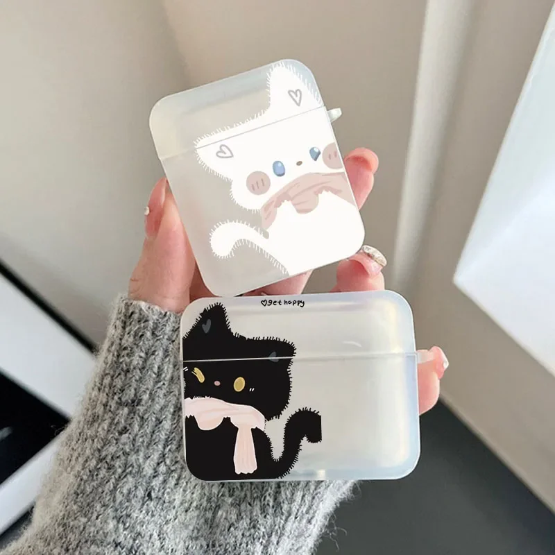 

Cartoon Black White Cat Couple Earphone Case for Airpods 4th 3rd Pro 3 2 Hard Cover for Airpod 2 3 1 Protective Accessorie Shell