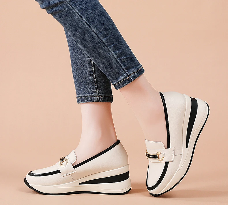 Neue Damenschuhe Frühling/Herbst Flache Schuhe aus PU-Leder Mokassins Lässige Slip-On Loafers Damen Plateau Bootsschuhe – Detail 16