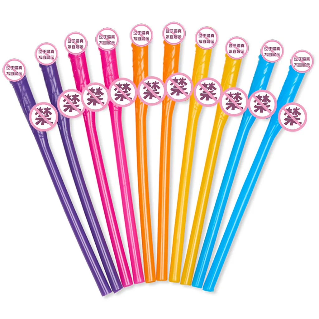 

10Pcs Cuticolor penis straws Bride Shower Sexy Hen Night Willy Drinking Penis Bar Bachelorette Party Novelty Nude Straw