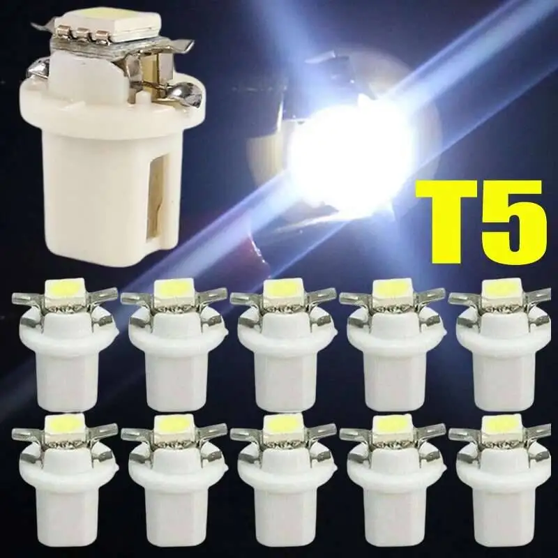 10Pcs T5 B8.5D LED Light Car Speed Lights Bulb Cars Interior Lamp Accessories Dashboard Side Switch Lamps 12V