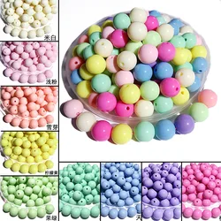 6/8/10mm Acrylic charms beads solid colored bead macarons spring colored round beads straight holeshand string beads for jewelry