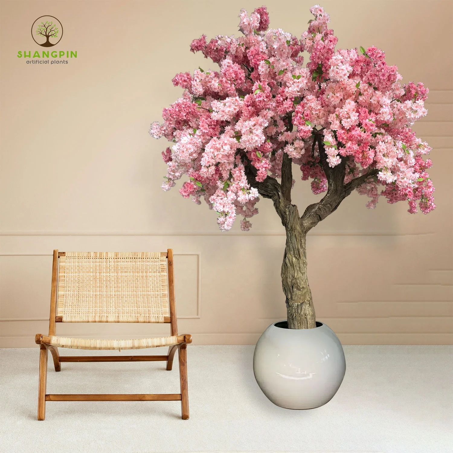 100% Handmade DIY 2*2 Meters Artificial Cherry Blossom Bonsai Sakura Tree Indoor Home Living Room Decor Plastic Material