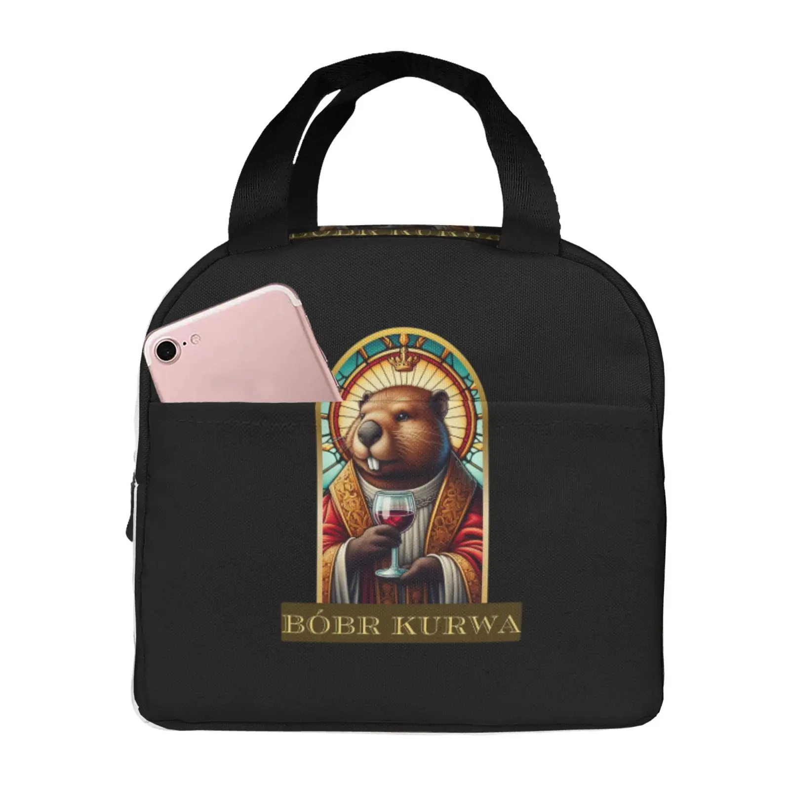 Saint Bobr Kurwa Print Insulated Lunch Bag The Nightmare Before Christmas Portable Thermal Cooler Lunch Box Container Tote Bags